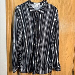 Black and White Striped Button Down Shirt size 2X